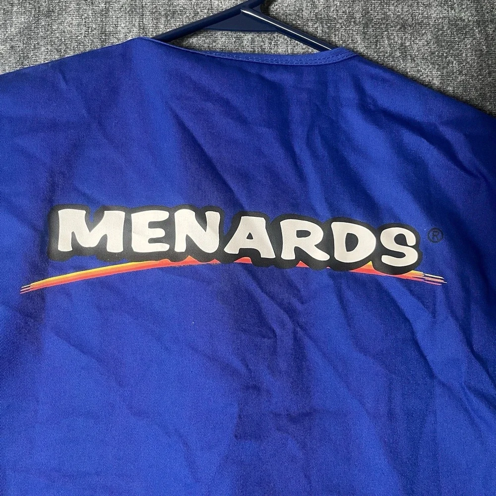 Menards Vest 2XL Blue Cotton Blend Collarless Snap With Pockets Employee Uniform